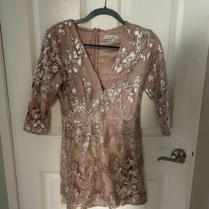 Dusty Rose Cocktail Dress with 3/4 sleeves